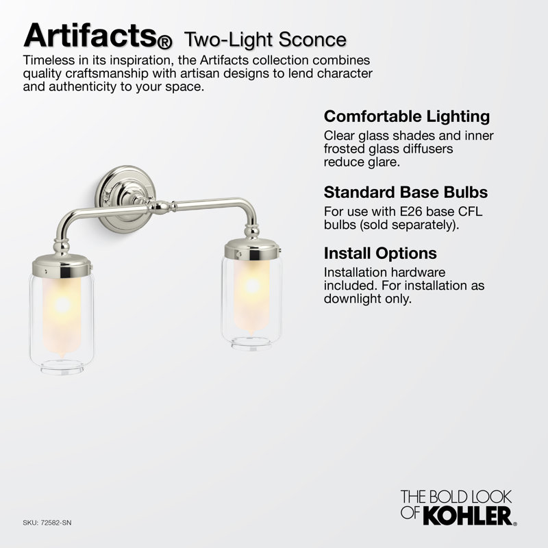 Artifacts Two-Light Sconce, French Gold