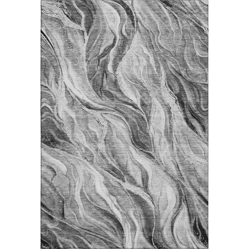 Premium Machine Washable Prisco Gray Rug, Rectangle 5' x 7'6"