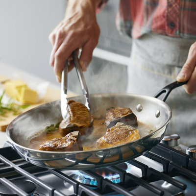 KitchenAid 5-Ply Clad Stainless Steel Induction Frying Pan, 12.25-Inch, Polished Stainless Steel Edit
