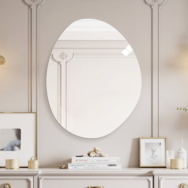 Miroir mural moderne pour salle de bain 81 x 102 cm (32 x 40 po) avec verre argenté cuivré HD, bords dépolis, résistant, durable, dos incassable, installation facile, réflexion claire, fixation verticale.