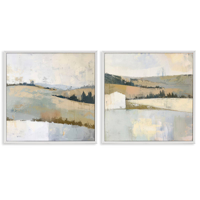 "Country Hills Abstraction", ensemble de 2 giclées encadrées par Elara Yasna, H 24 po x l 48 po