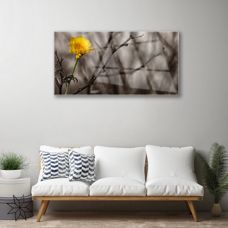Floral Branch Flower - No Frame Print on Glass