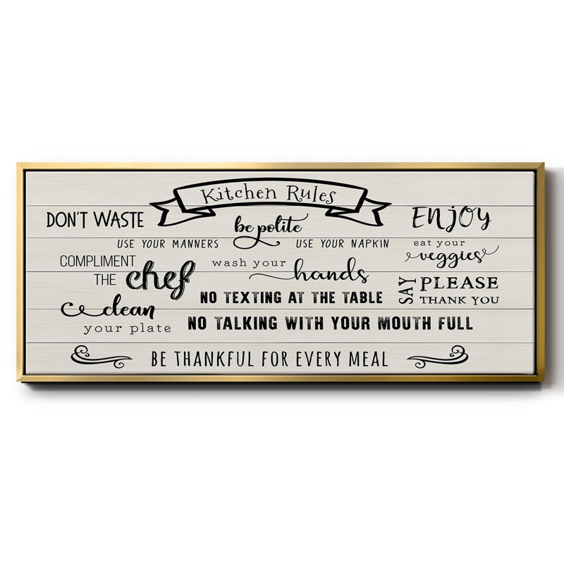 Rules of the Kitchen - Toile encadrée, H 24 po x l 60 po