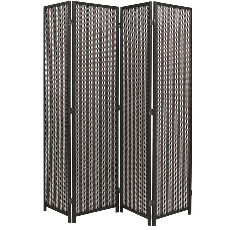 Paravent en bois massif Akridge, Noir, 4