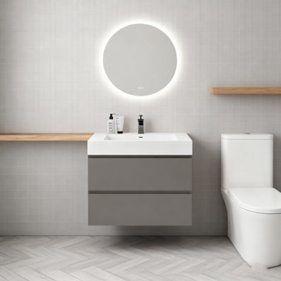 Meuble-lavabo mural 24 po Alice, 1 pièce, lavabo mural blanc (sans bonde / robinet) Alice, pré-assemblé