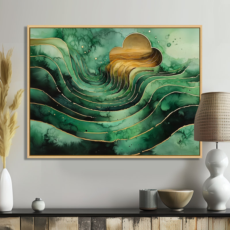 Wessels Emerald, H 30 po x l 40 po, Impression encadrée flottante, Crème, crème