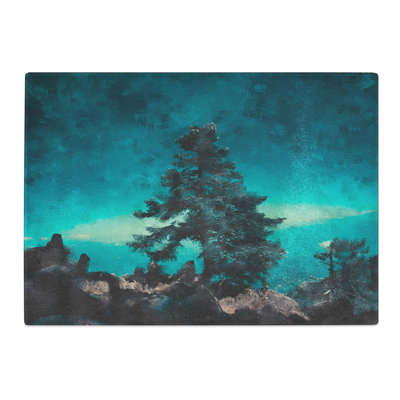 Tempered Glass Tree on a Mountain Top Painting Chopping Board