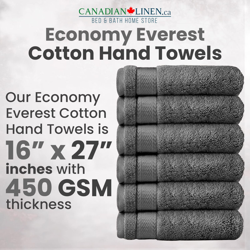 Premium 100% Cotton Hand Towel Set 16"x27", Dark Grey