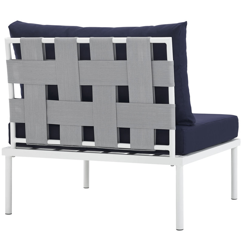 Harmony Armless Outdoor Patio Aluminum Chair by Modway, Navy