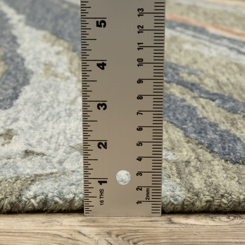 Tapis gris / bleu Renli, Tapis de couloir 2 pi 6 po x 8 pi