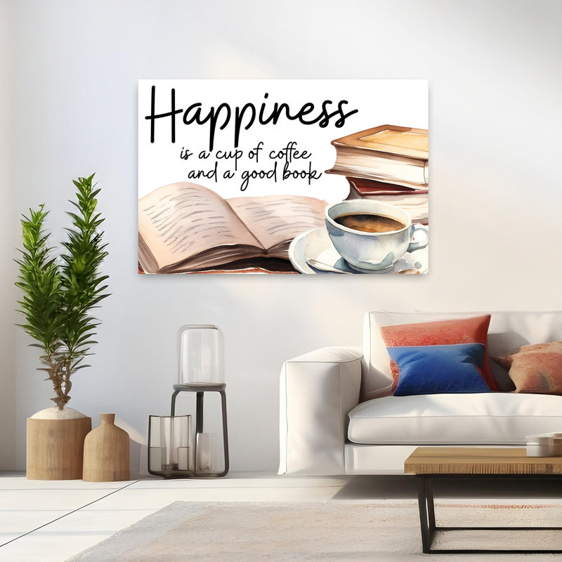«Coffee And A Good Book», art abstrait moderne, H 32 po x l 48 po