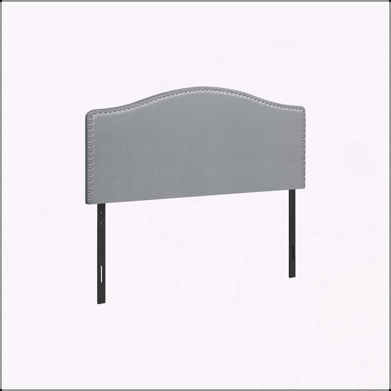 Lit, tête de lit seulement, chambre à coucher, revêtement, aspect cuir, transitionnel, Gris, Grand