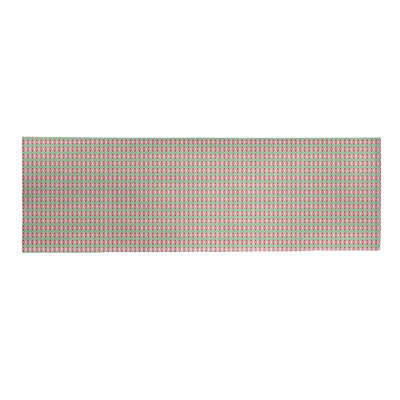 Tapis rouge/vert fait main géométrique