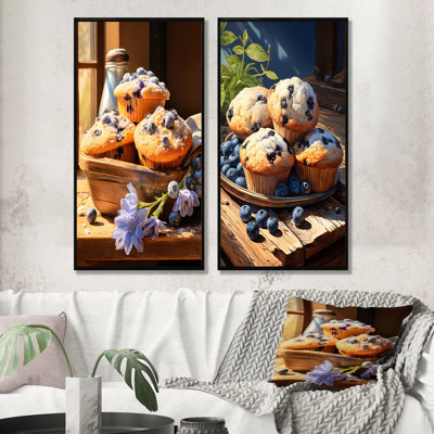 «Blue Fresh Muffin Morning - Desserts», ensemble de 2 reproductions d'art mural