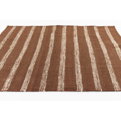 Aadison Rust Hand-Woven Striped Jute Rug