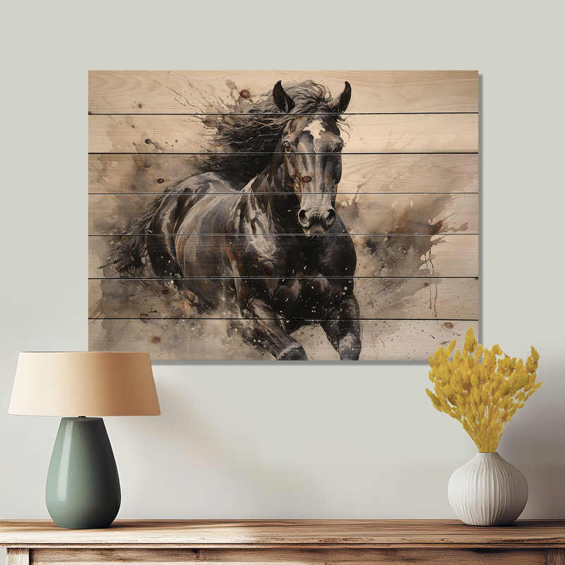 Koner - Décoration murale animaux en bois sur bois de pin naturel, H 24 po x l 32 po