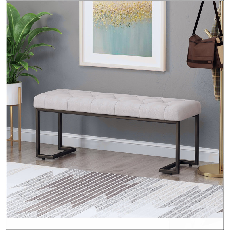 Banquette capitonnée à boutons et conception simple, confortable et durable, banc multifonctionnel