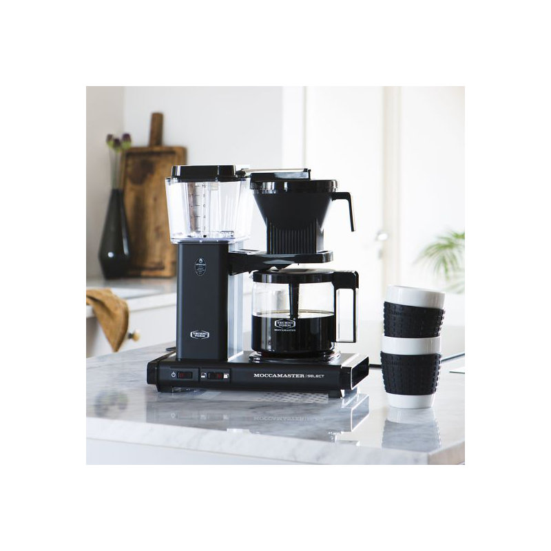 Moccamater KBG Select Filter Coffee Machine, 1.25L - Polished Silver, Matt Black