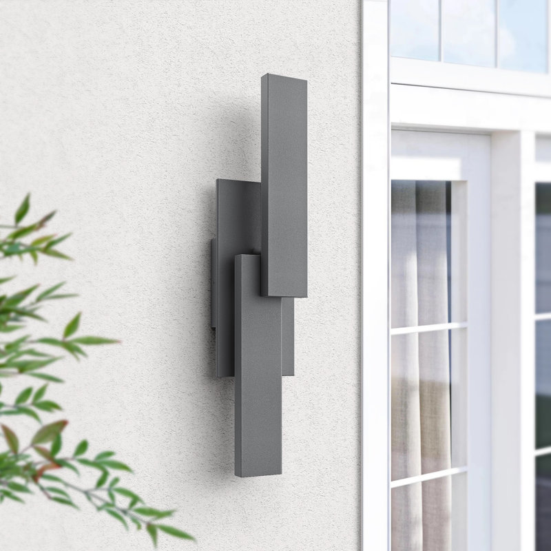 21''H Dimmable LED Gray Aluminum Outdoor Wall Light, Matte Gray, 21" H x 5.5" W x 3.5" D
