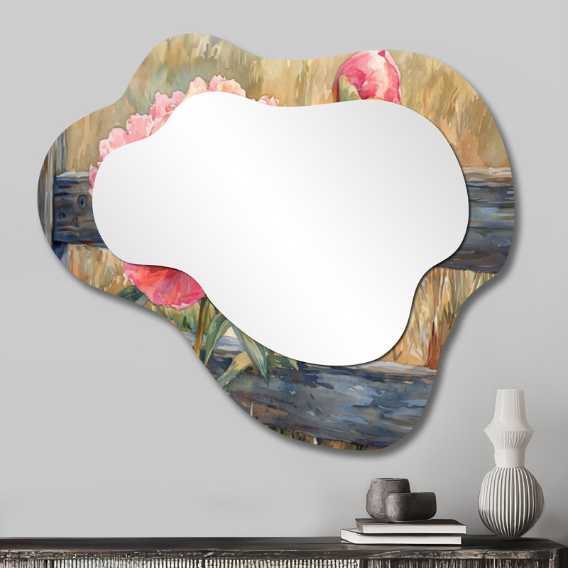 Miroir de coiffeuse traditionnel, imprimé sur métal, 25 po x 28 po