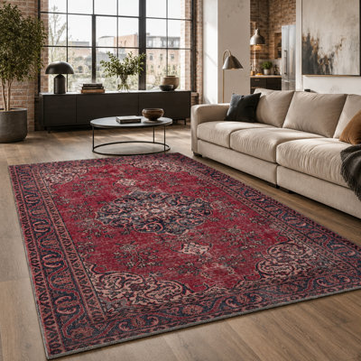 Vintage Look Cotton and Chenille Flatweave Area Rug