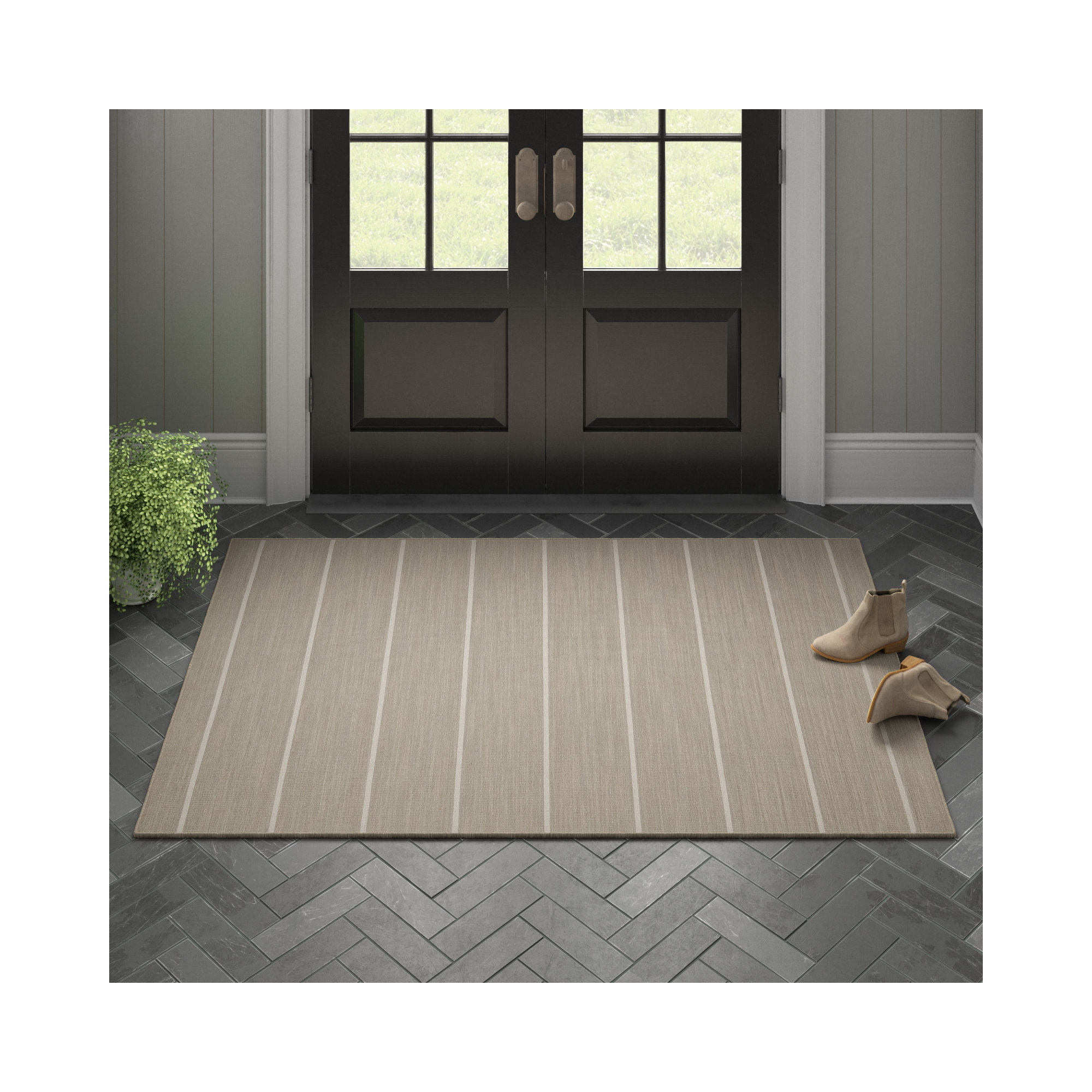 Creekmont Handmade Wool Brown Rug, Rectangle 4' x 6'