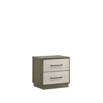 Table de chevet 2 tiroirs de style moderne en bois beige et brun