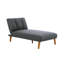 Méridienne de salon moderne en polyfibre bleu gris et base en bois massif