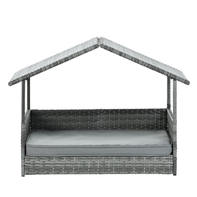 Pet Patio Furniture, Bed With Canopy, Metal Frame, High - Quality Pe , 2 Inch Cushion, Elevated And Covered For Comfort, Suitable Various Scenes Bed,