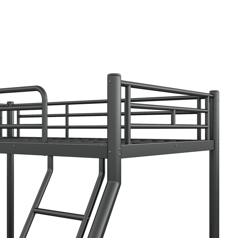 Lits superposés Twin XL et Queen en métal, structure en acier peu encombrante, style industriel moderne pour la maison, Black