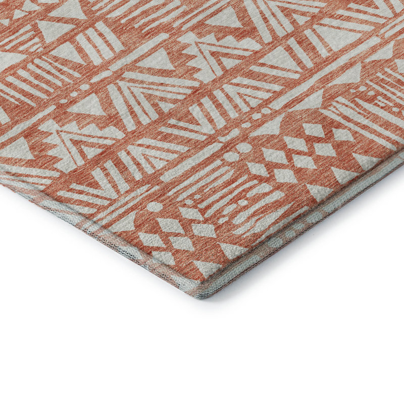 Premium Machine Washable Prisco Coral Rug, Round 8'