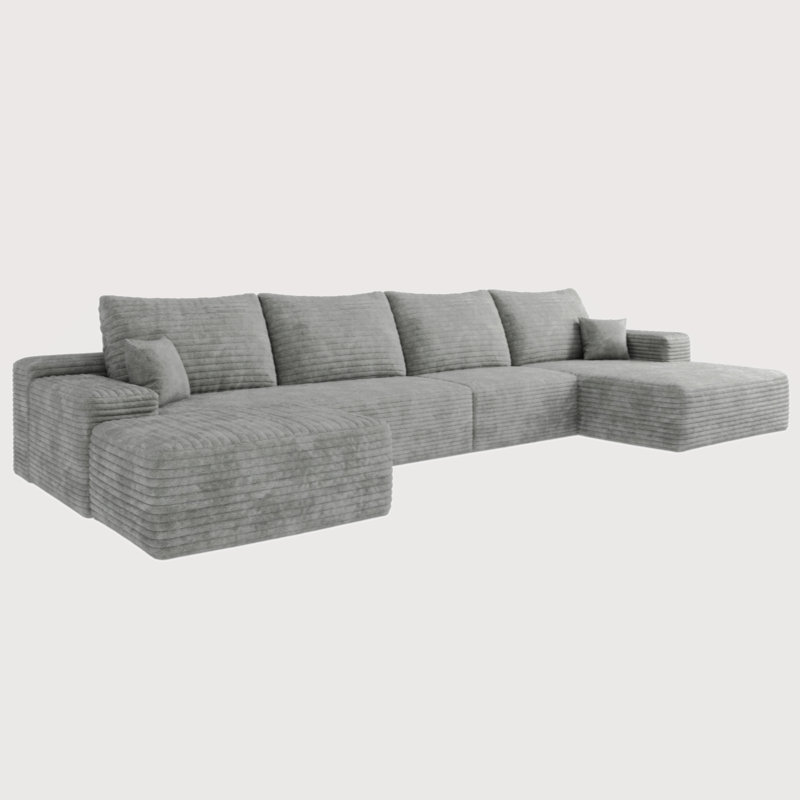 Modern Minimalist Upholstered Boneless Cloud Sectional Sofa Couches for Living Room, Deep Seat Corner Couch, No Assembly Required