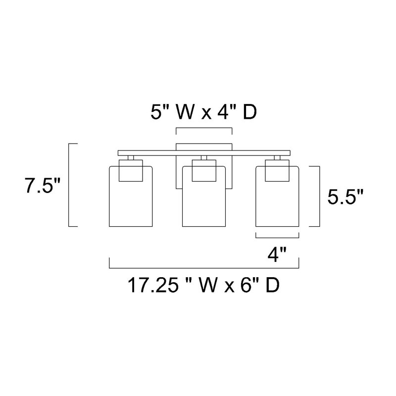 Éclairage pour meuble-lavabo 3 lumières 17 po noir mat avec abat-jour en verre transparent, Noir, 3 lumières