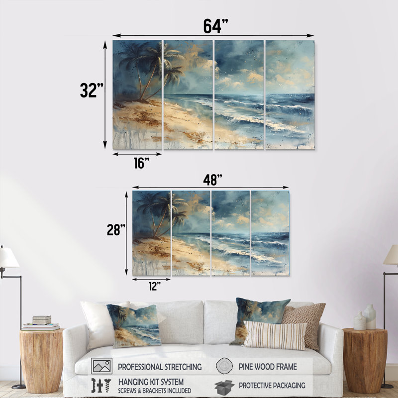 Ensemble d'art sur toile Santoro - Palmiers et palmiers, 32" H x  64" W