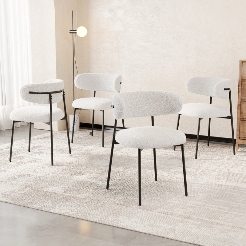 Dining Chairs Set Of 4, Medieval Modern Dining Chairs, Teddy Velvet Chairs With Metal Legs
