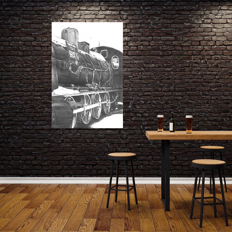 «Winter Steam Train», impression d'art industriel rétro, paysage industriel classique, H 60 po x l 40 po