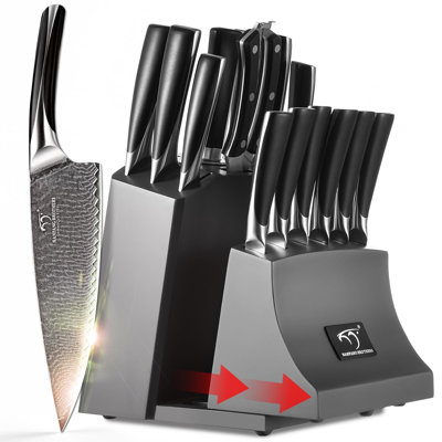 Nanfang Brothers Damascus Steel Knife Block Set