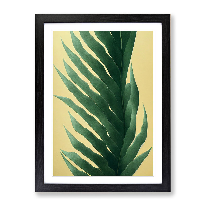 Bold Plant Leaves Vol.6 - Single Picture Frame Print, 34cm H x 25cm W x 2cm D, Black Framed