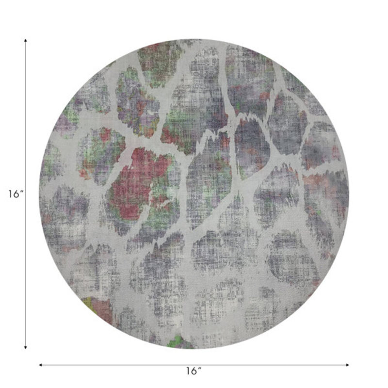 Giraffe Vegan Leather Round Pebble Placemat, Holiday