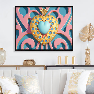 «Contemporary Pastel Blue Radiating Heart I», reproduction sur toile
