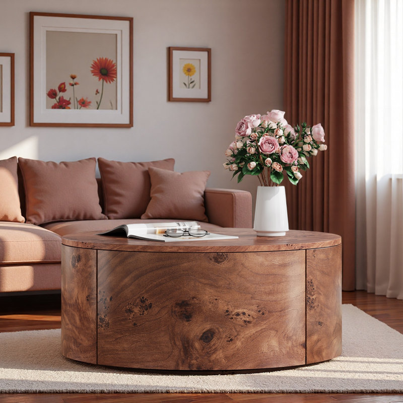 Table basse à 360 ° avec 2 tiroirs