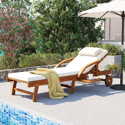 Méridiennes de patio réglables, chaise de piscine moderne en bois d'acacia