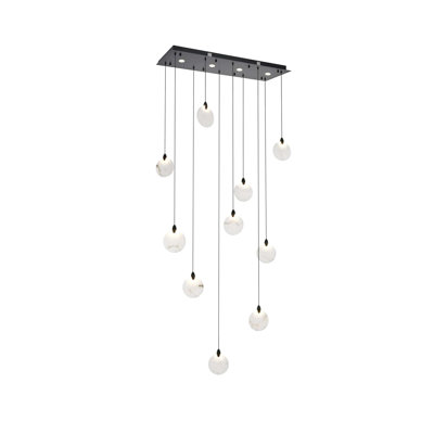 Luminaire suspendu rectangulaire noir albâtre Avery