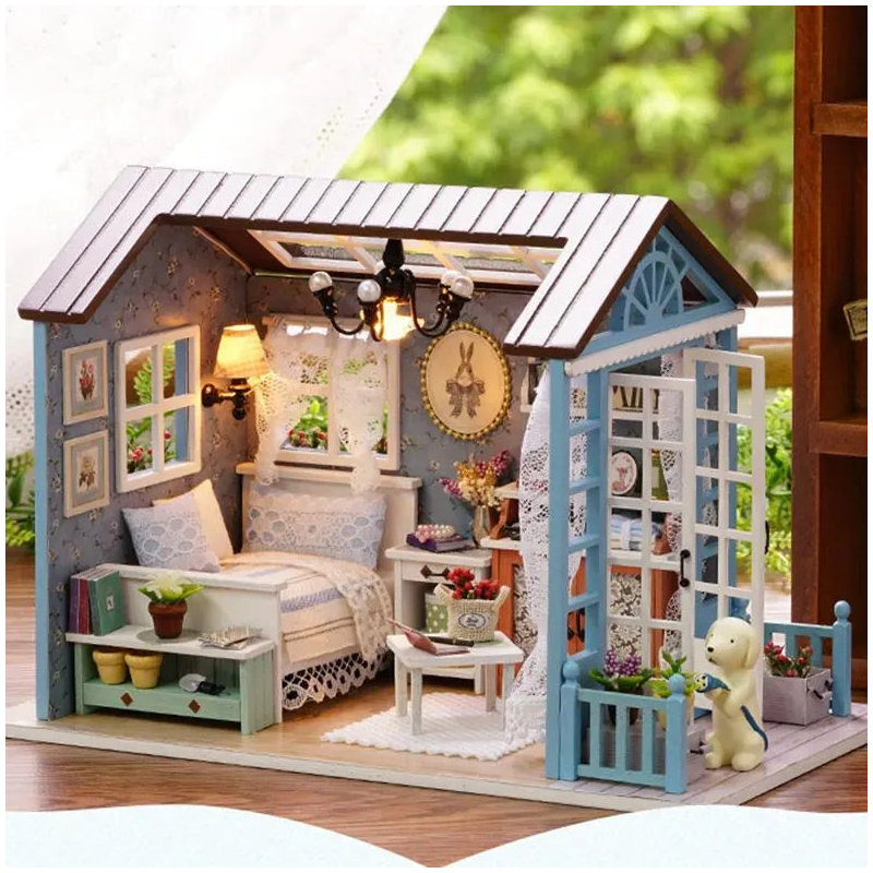 Ensemble de boîte de chambre miniature Wizardi - Ensemble de maison de poupée Summer Terrace