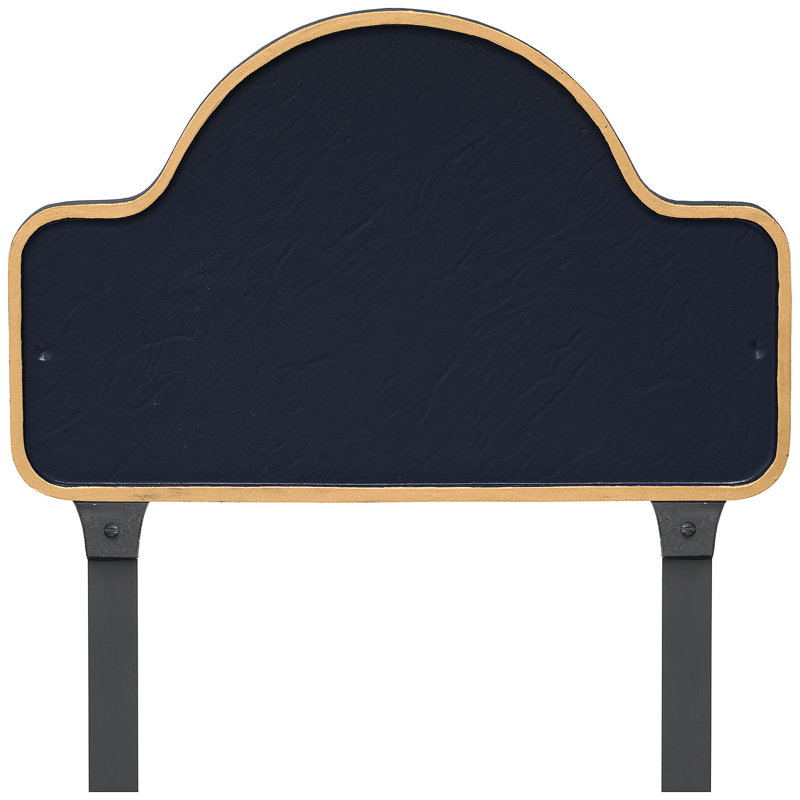 Plaque de plaque d'adresse standard à deux lignes avec piquets de pelouse Lexington, Oui, Bleu marine / doré