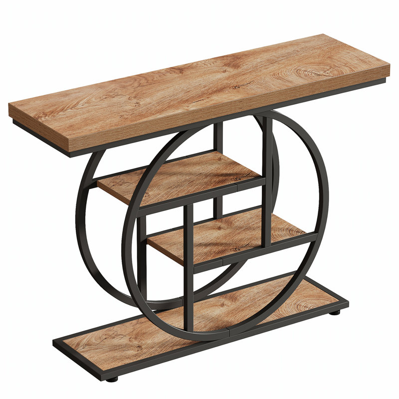 Nazirah 41.3'' Console Table, Light Brown, Black