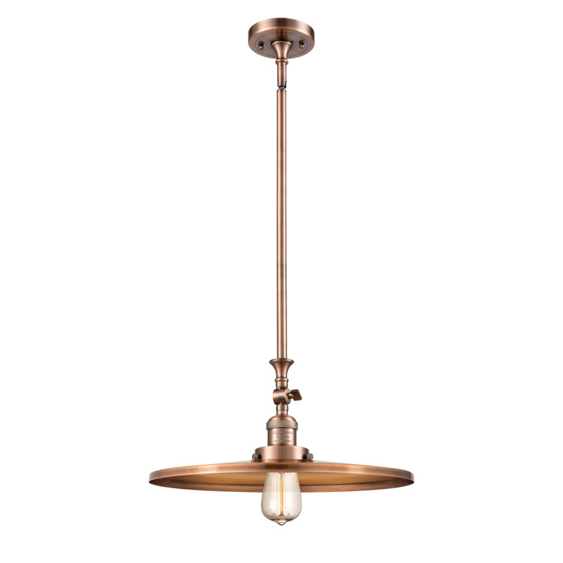 Luminaire suspendu simple à 1 lumière Weston, Cuivre antique, Cuivre antique