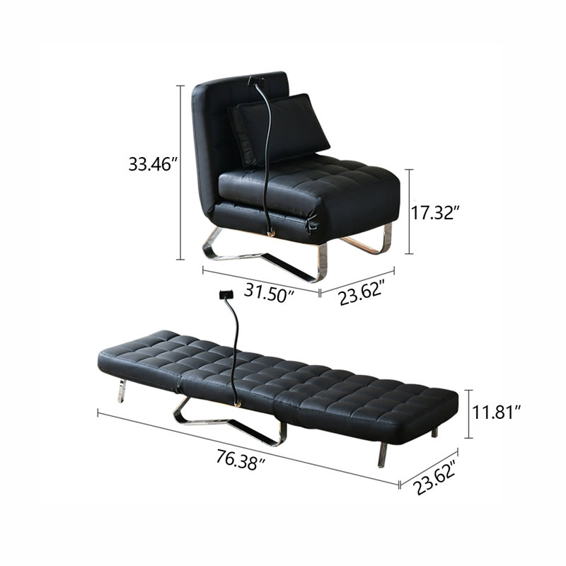 Canapé-lit 23,62 po, 33.46" H x 23.62" W x 31.5" D