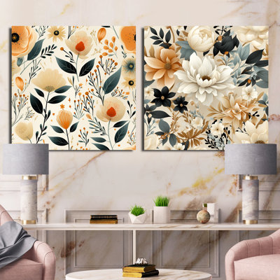 Maelle - Ensemble de 2 collages floraux carrés