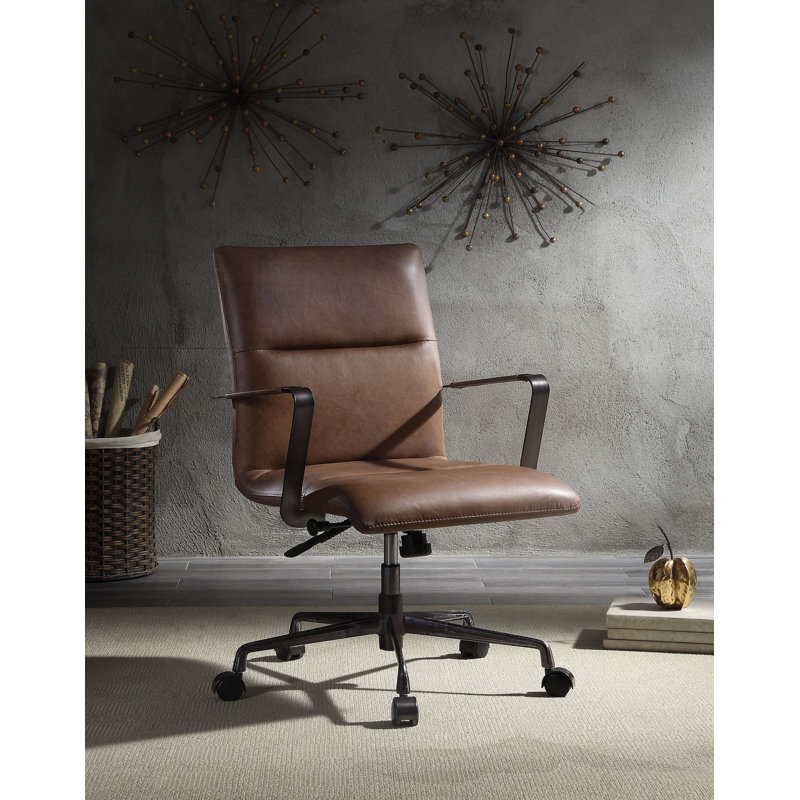 Chaise de bureau pivotante en cuir Jermelle